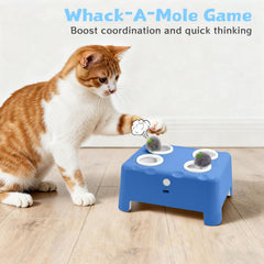 PETSWEET mole game blue mode showing whack-a-mole style interaction