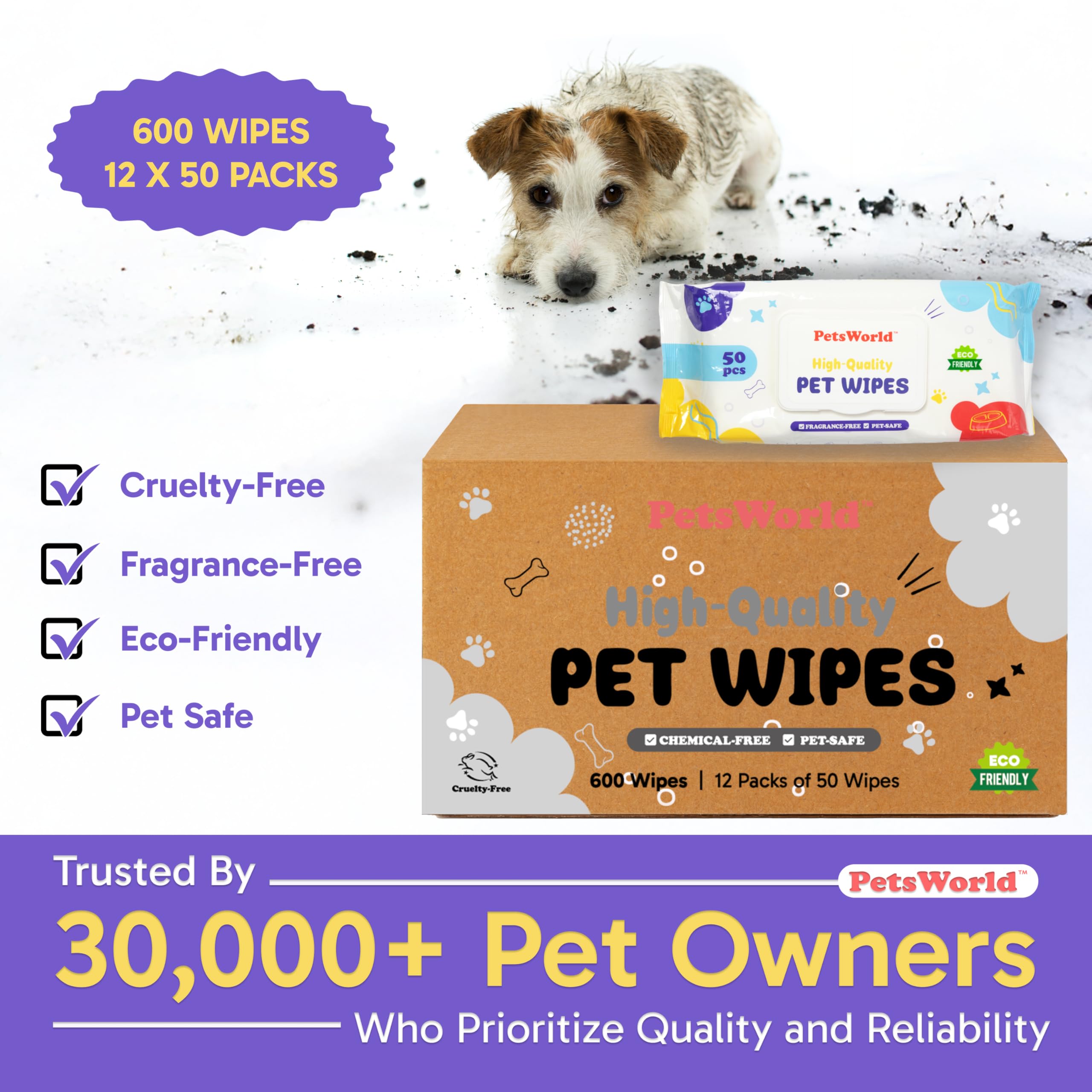 PETSWORLD 600-count tub image, bulk value for busy households.