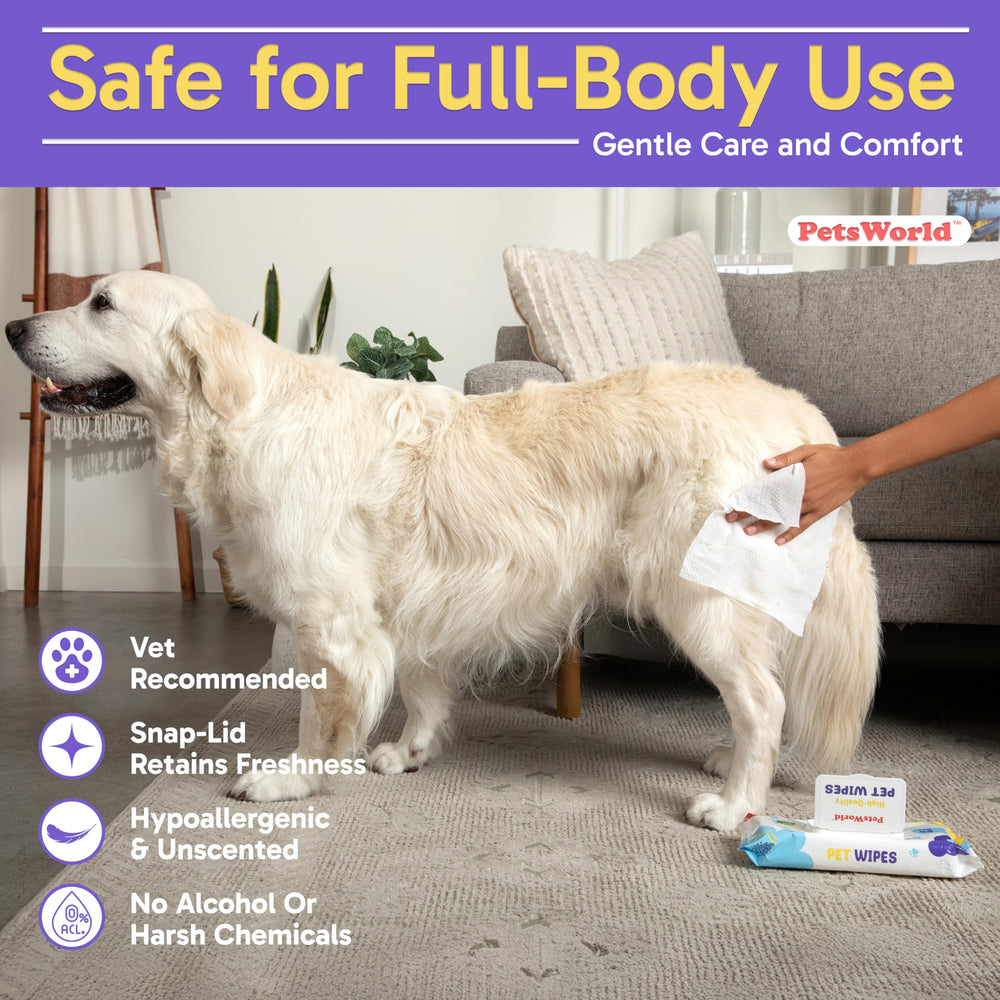 PETSWORLD biodegradable eco-friendly wipes for eco-conscious pet parents.