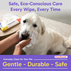 PETSWORLD textured wipe close-up showing durable fibers for tough messes.