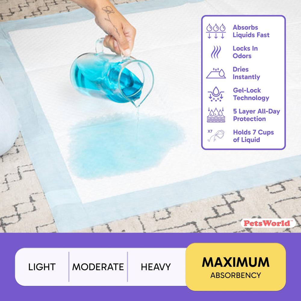 PETSWORLD potty pad with adhesive tape option helps keep pad in place.