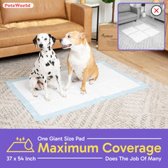PETSWORLD potty pad tear-resistant backing keeps floors protected during quick accidents.