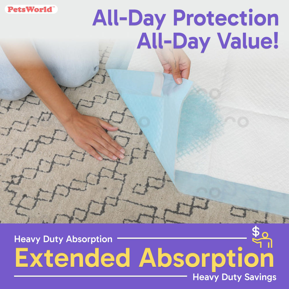 PETSWORLD xl-large-breed potty pad quilted top absorbs efficiently.