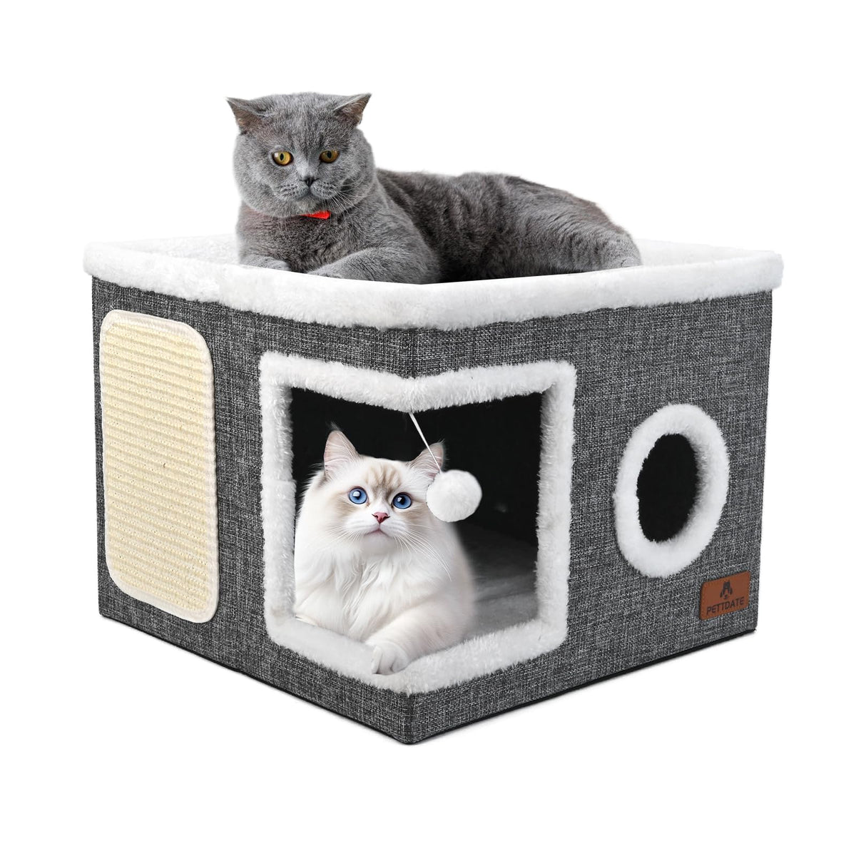 PETTDATE cat bed dual-level top offers a roomy lounge for indoor cats.