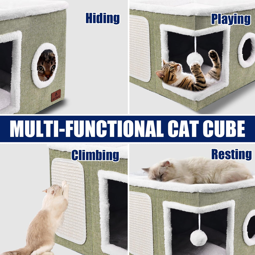 PETTDATE cat bed green color image emphasizes stylish, space-saving pet furniture.
