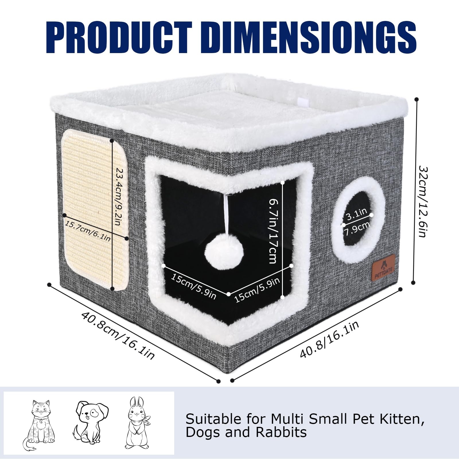 PETTDATE cat bed lower hideaway provides private space for quiet naps.