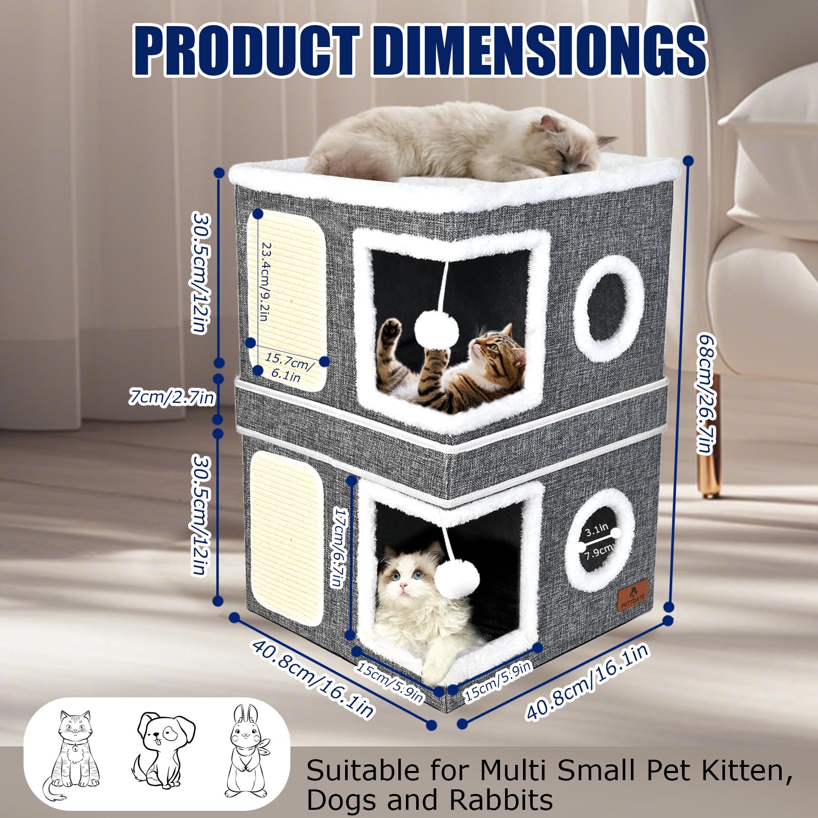 pettdate cat house scratch pad close-up highlights durable sisal for claw health and furniture protection