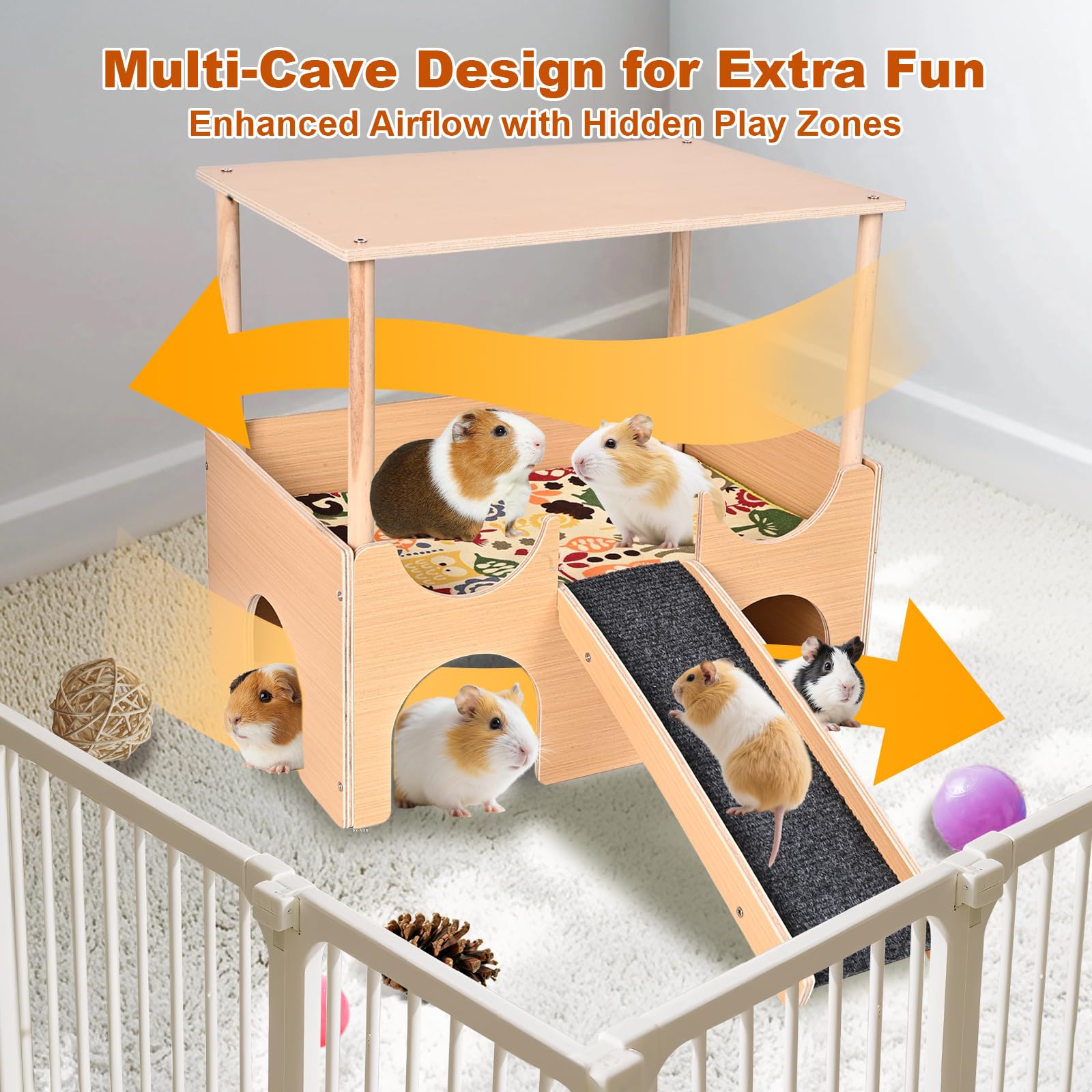 PETTDATE multi-cave design interior with cozy hideouts
