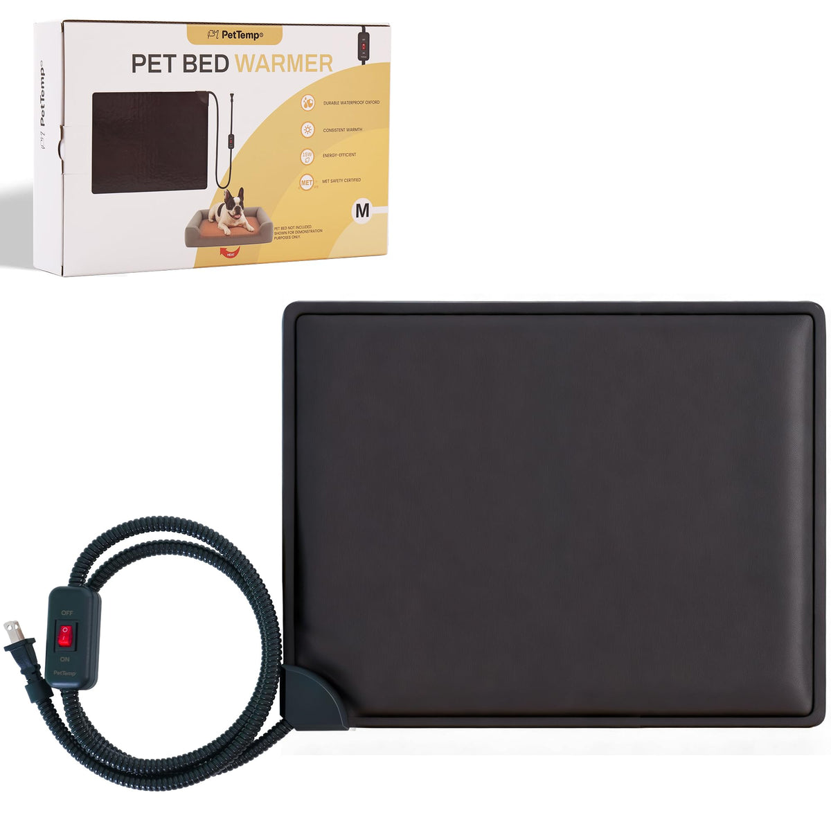 PetTemp cat bed warmer under a pet bed for gentle warmth