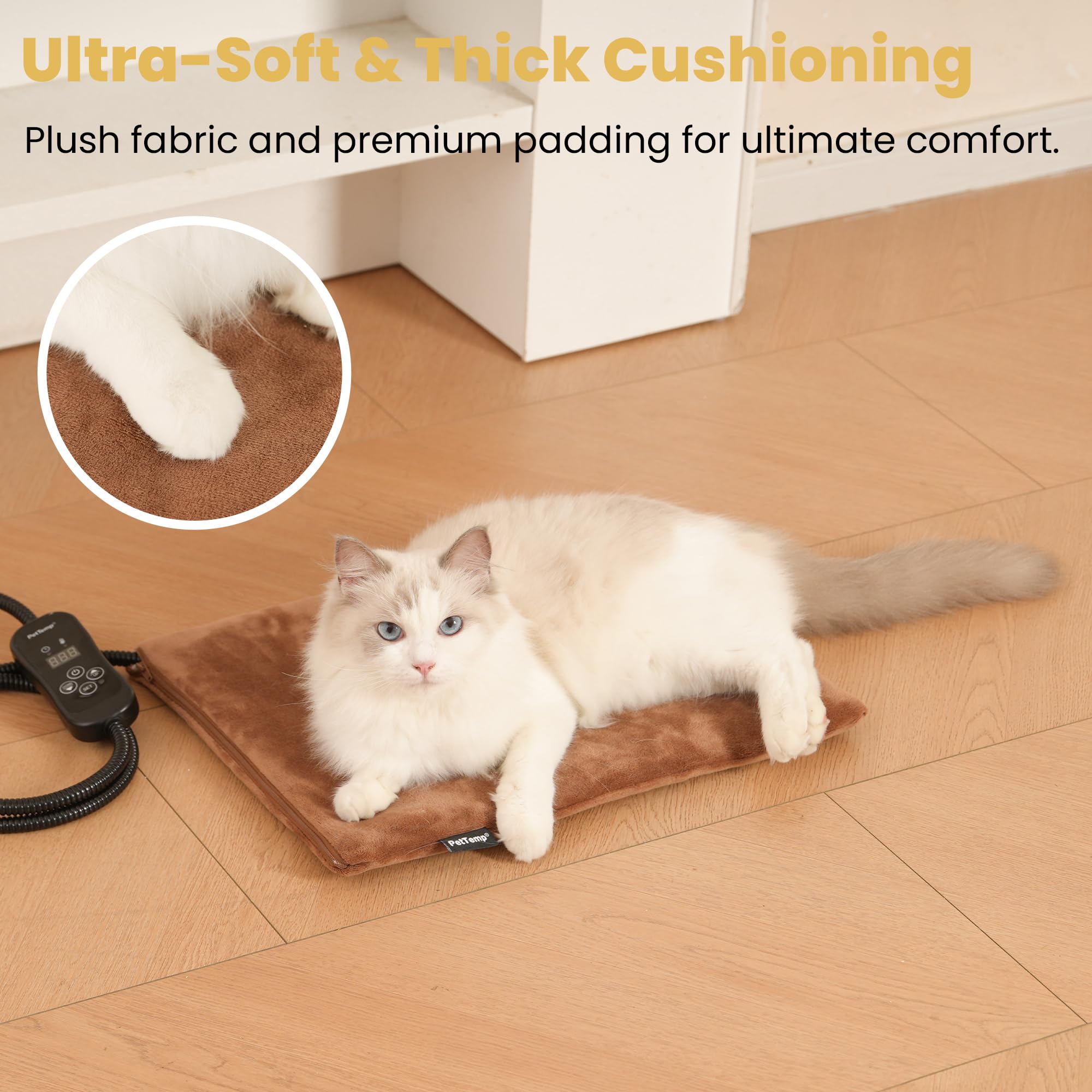PetTemp chew-resistant cord detail highlighting pet safety.