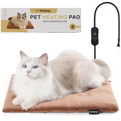 PetTemp cat heating pad top view with plush cover for cozy warmth.