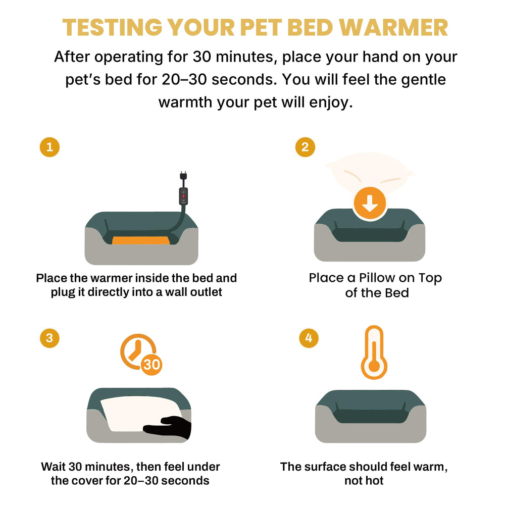 PetTemp compact sizes shown for small pets and beds