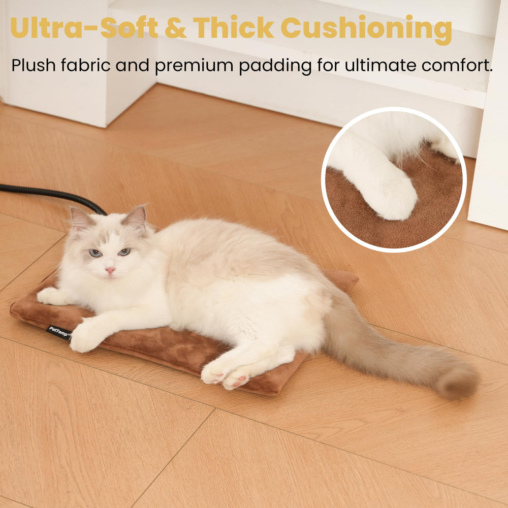 PetTemp heated pet pad sizes visual displays S, M, L options