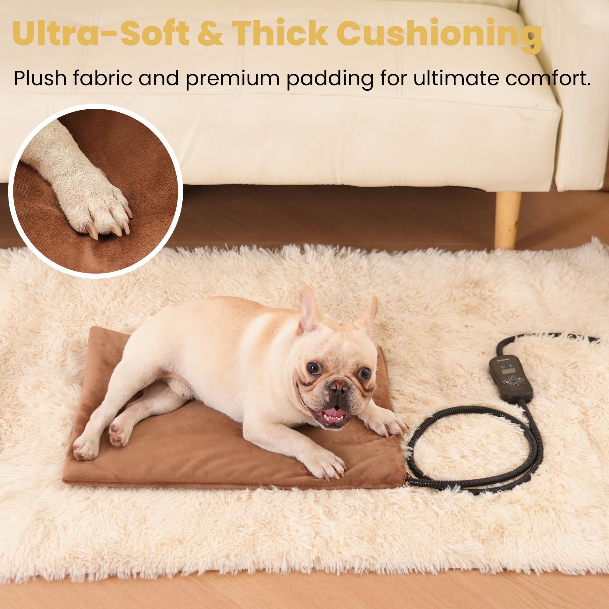 PetTemp heating pad chew resistant cord for pet safety