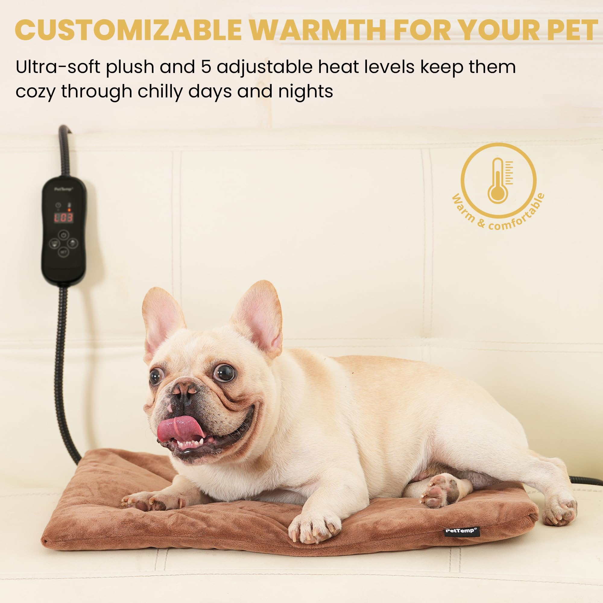PetTemp heating pad close up shows safety wiring and durability