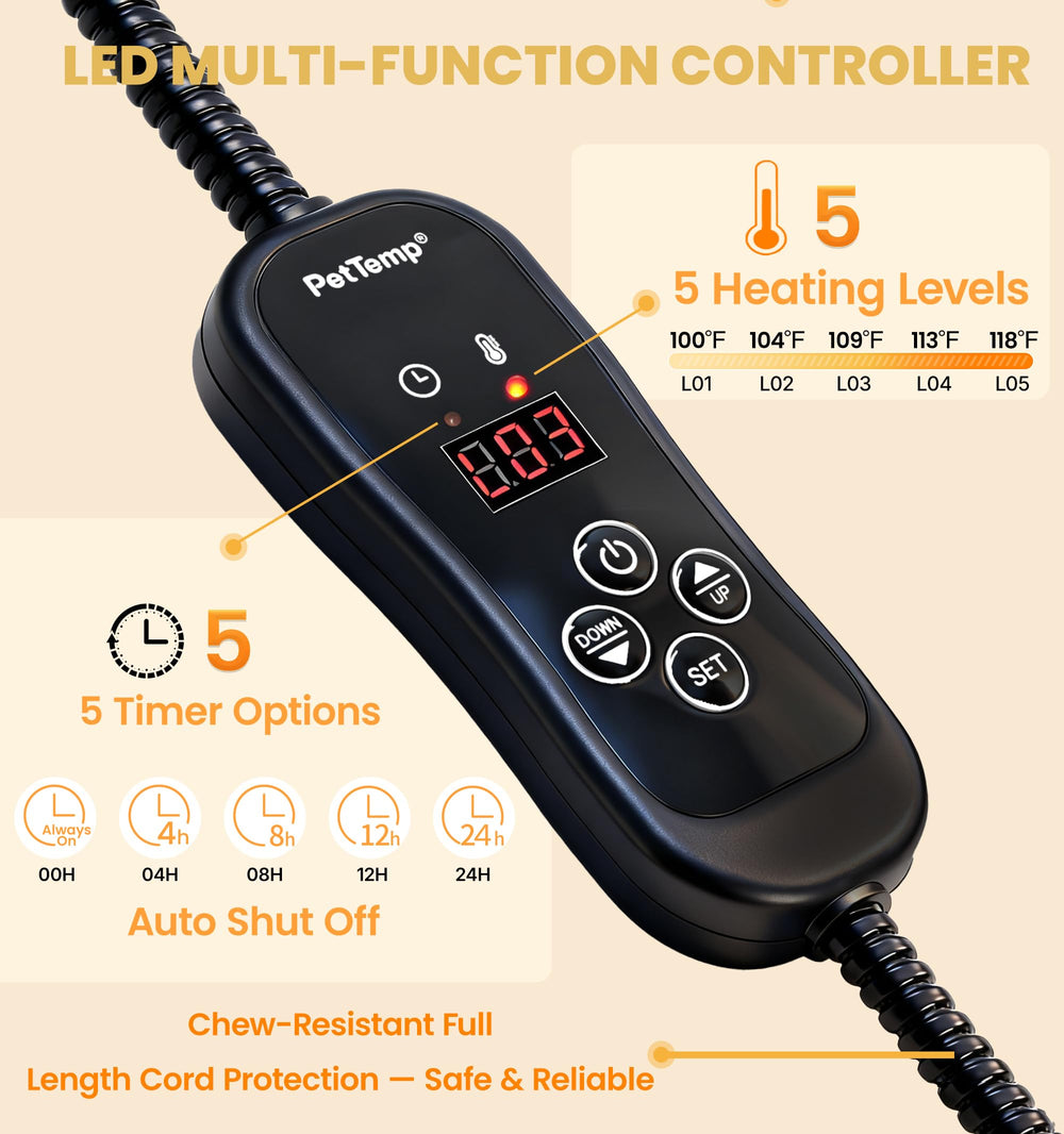 PetTemp soft paw-print cover on the pad for plush pet comfort