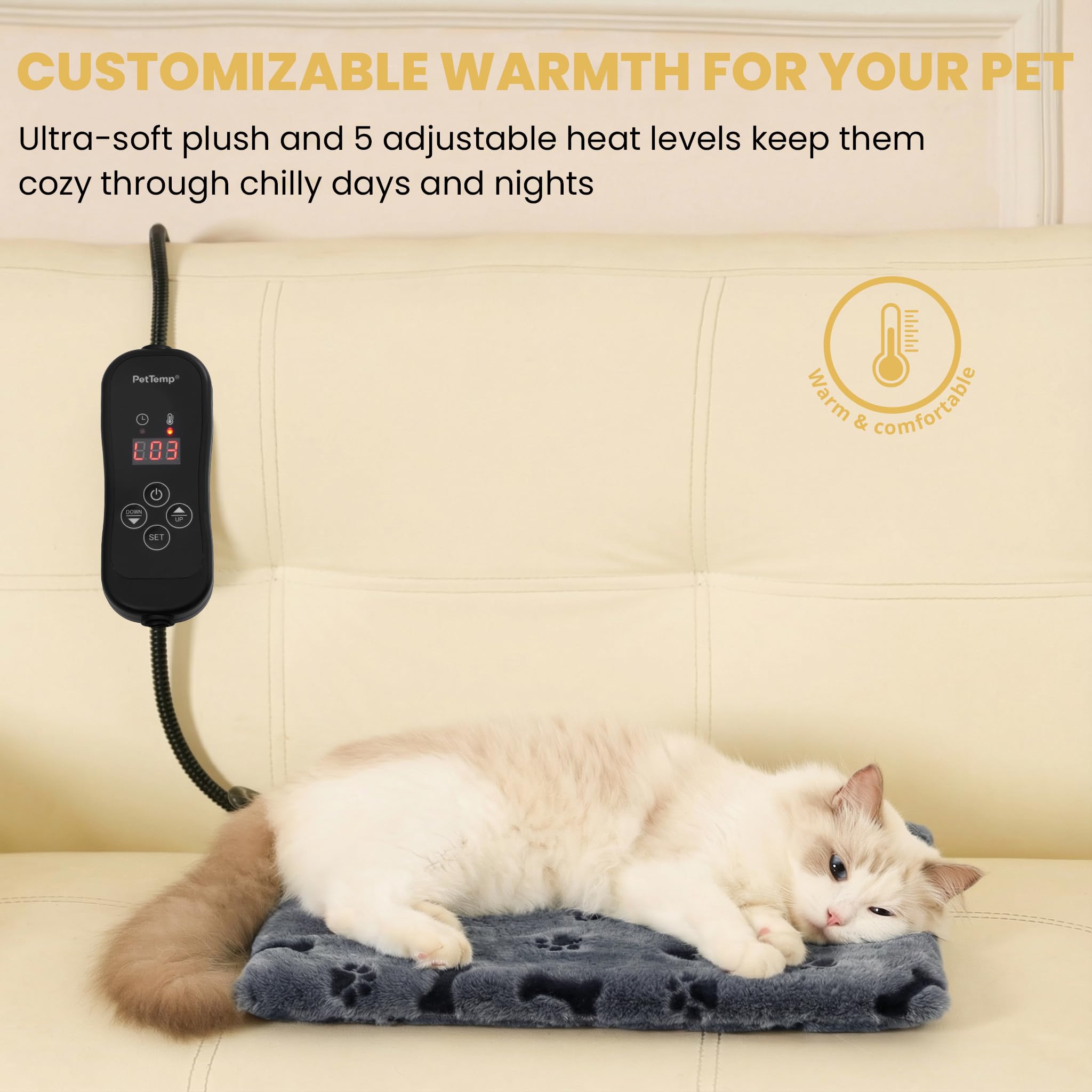 PetTemp waterproof PVC layer protects durability on damp floors