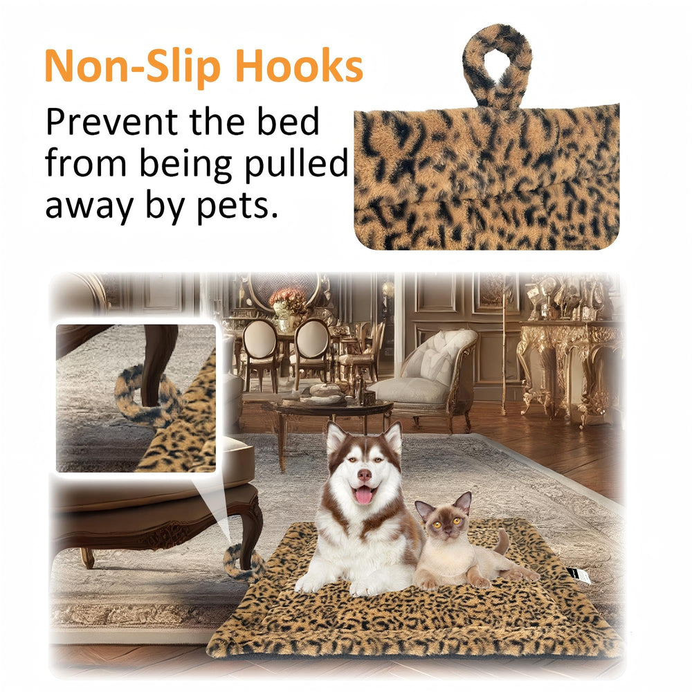 PetTemp self-warming pad on floor with non-slip hook keeps it in place