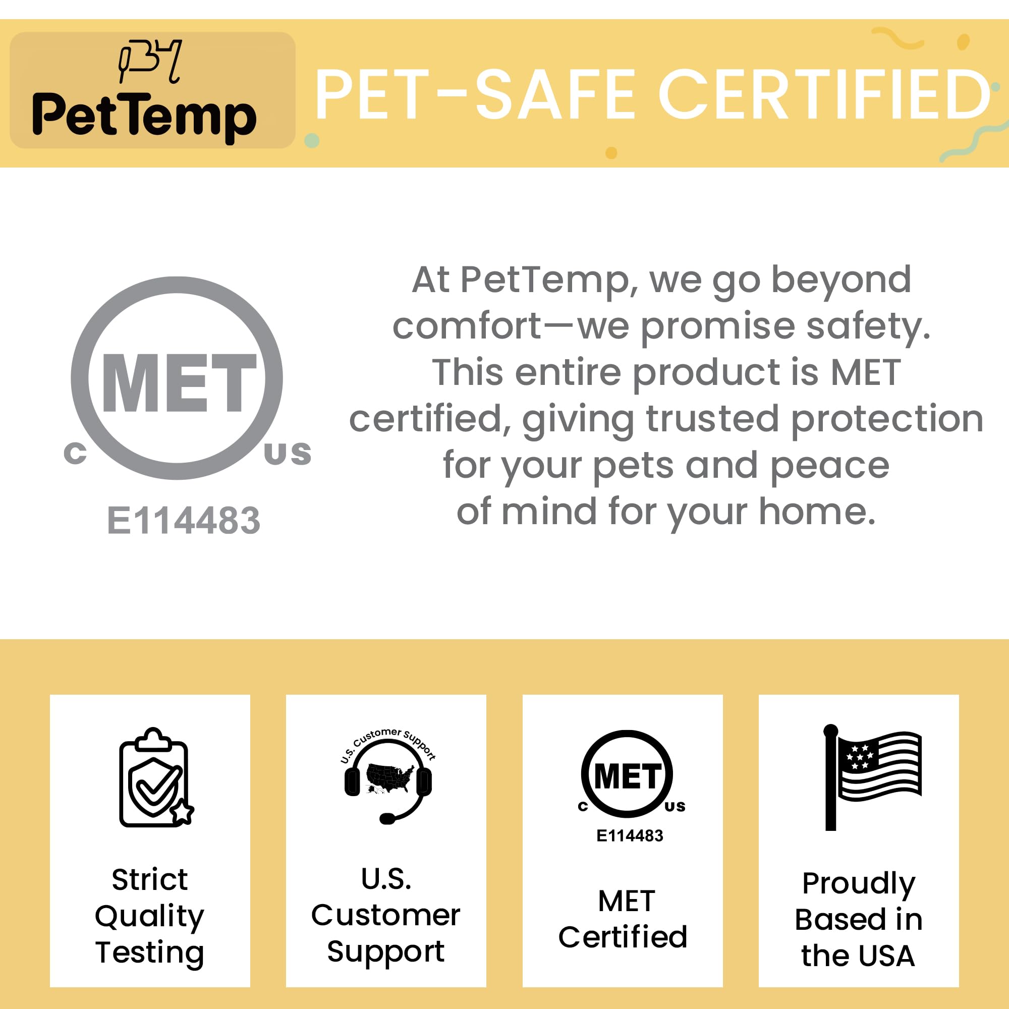 PetTemp US support and warranty badge signals reliable help after purchase