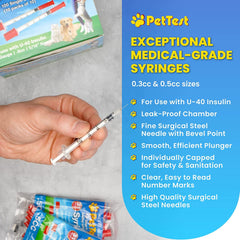 Advocate PetTest U-40 syringe with readable markings for accurate dosing