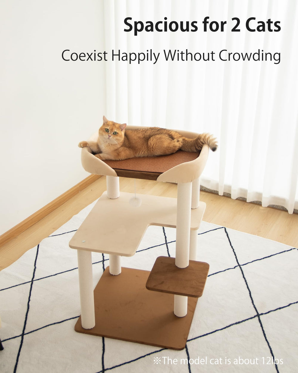 PETTIFUL cat tree anti-tilt base enhances stability during play