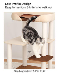 PETTIFUL cat tree featuring cotton scratching posts for safe scratching