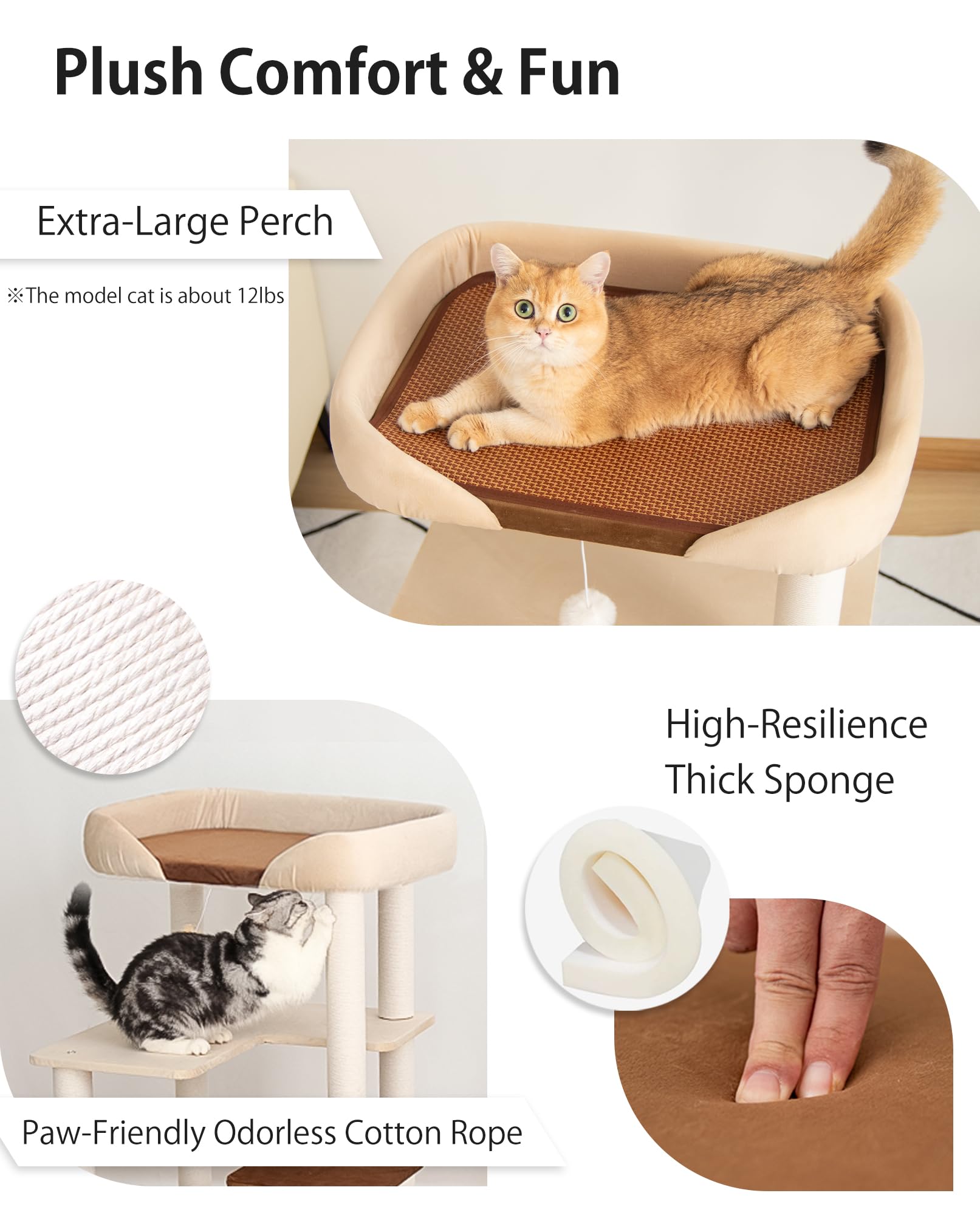 PETTIFUL cat tree large-cat friendly area for spacious lounging