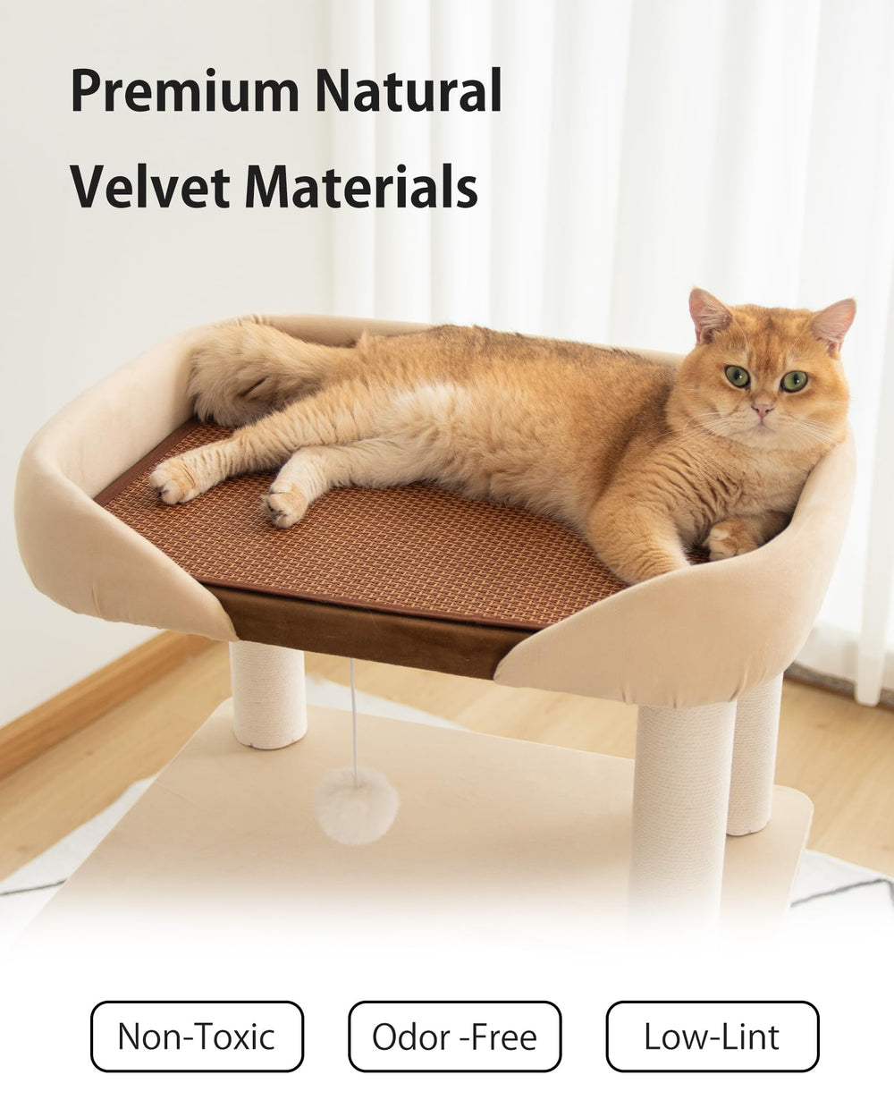PETTIFUL cat tree with spinning-ball toy for interactive fun