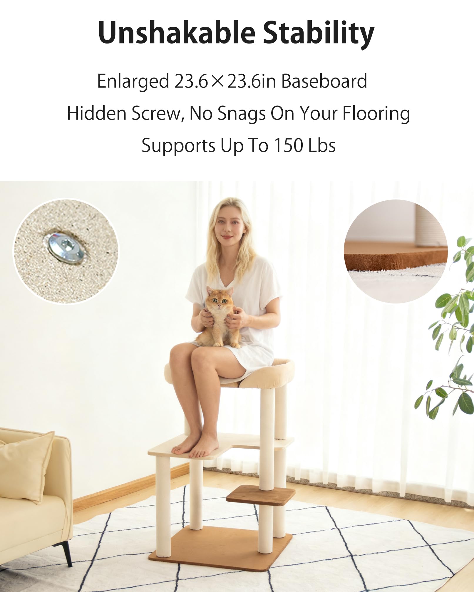PETTIFUL cat tree wide platforms for multi-cat lounging and climbing