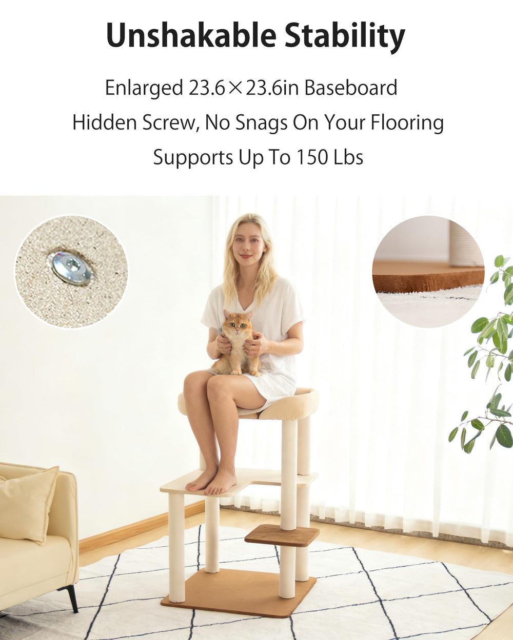 PETTIFUL cat tree wide platforms for multi-cat lounging and climbing