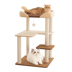 PETTIFUL cat tree cream with wide shelves for comfortable lounging
