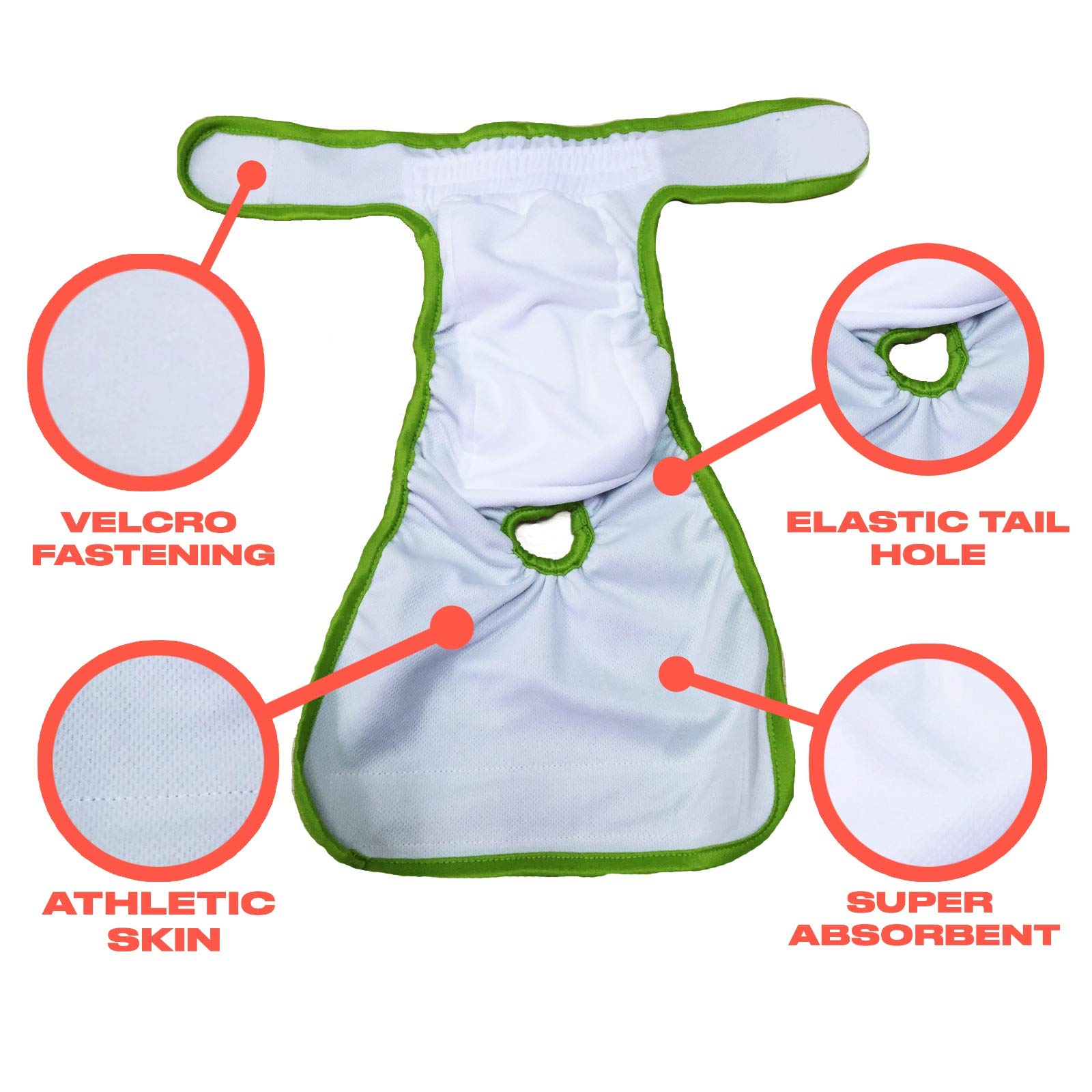 Petting Is Caring orange diaper closeup highlighting soft mesh and absorbent pad.