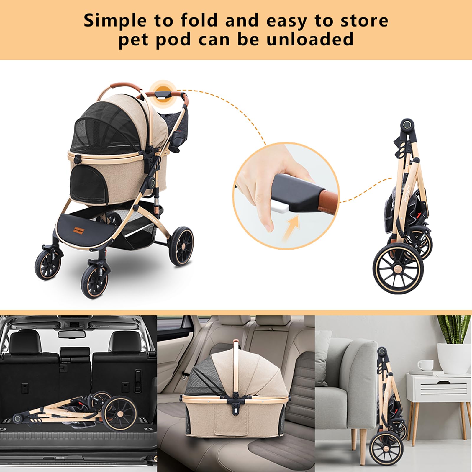 Pettingzoo dual-damping springs cushion bumps for a smoother ride.