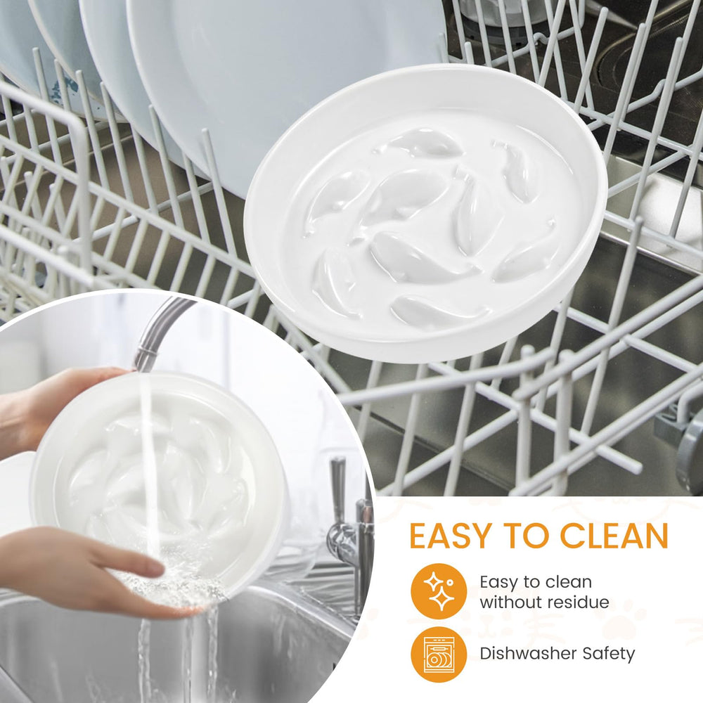 PETTOM dishwasher-safe ceramic bowl simplifies cleanup after meals.