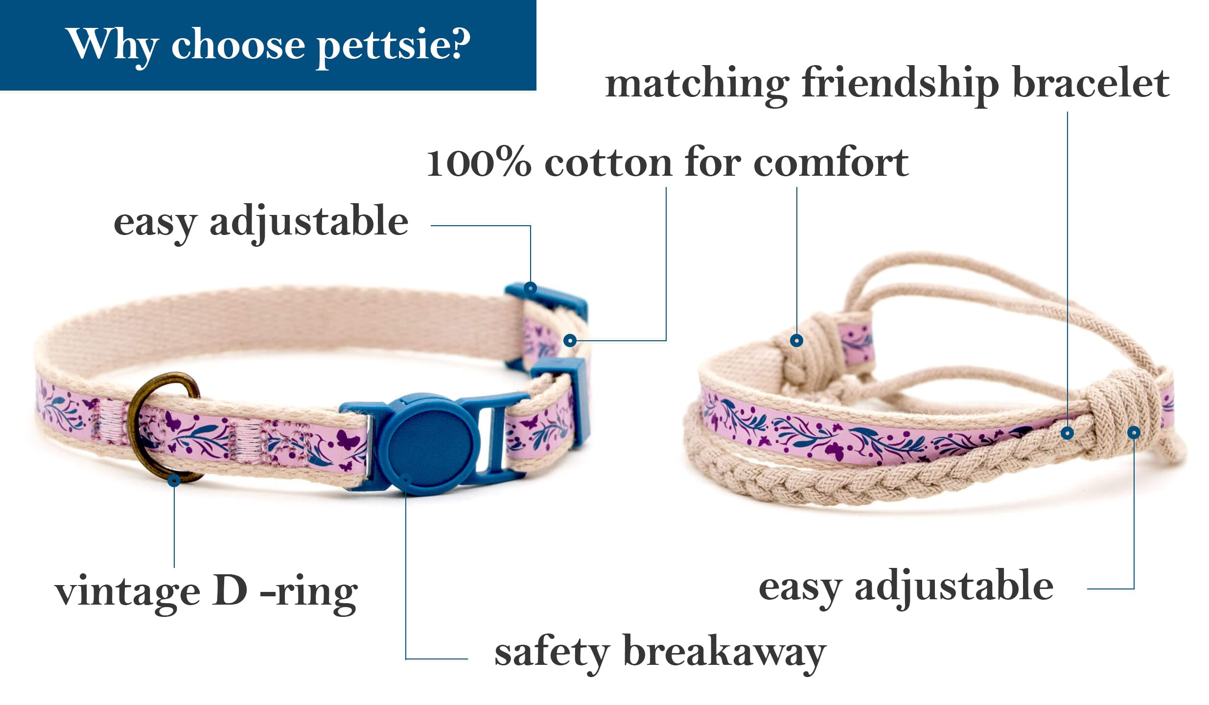 Pettsie breakaway collar purple cotton texture close-up feel
