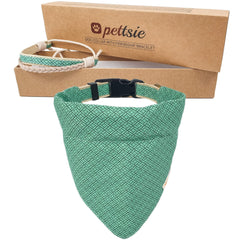 Pettsie dog bandana collar green with removable scarf for versatile everyday wear