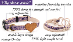 Pettsie hemp-cotton collar adjustable for comfortable small to medium dogs.