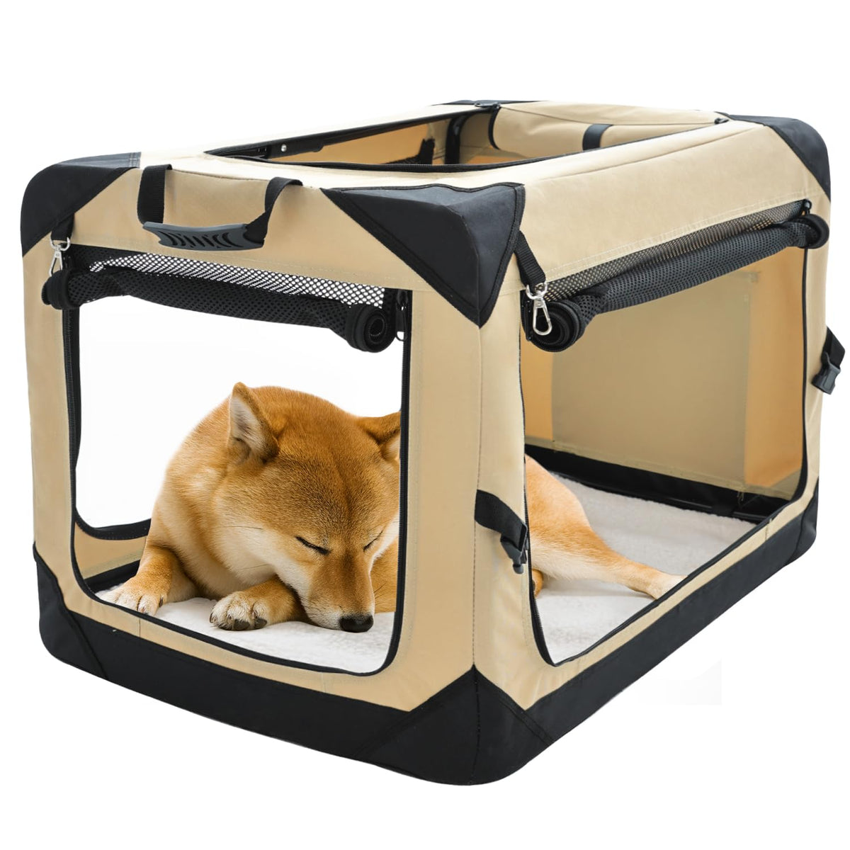 Pettycare 30-inch collapsible dog crate front view with sturdy frame for medium dogs