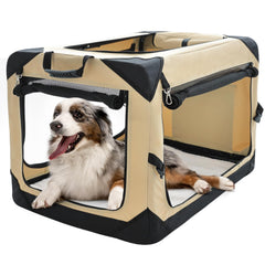 Pettycare 36-inch collapsible crate with closed panels for large dogs resting safely.