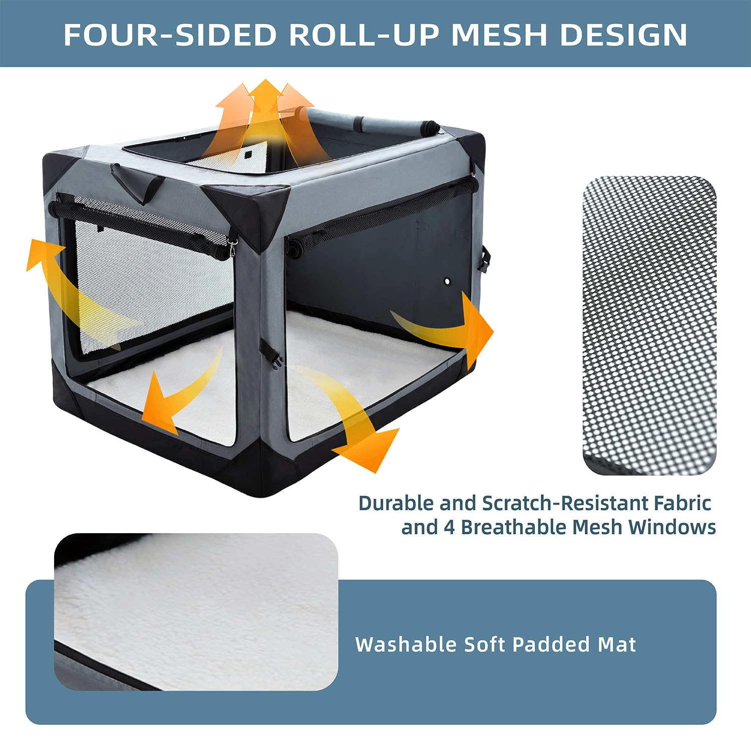 Pettycare chew-proof mesh windows provide ventilation and visibility