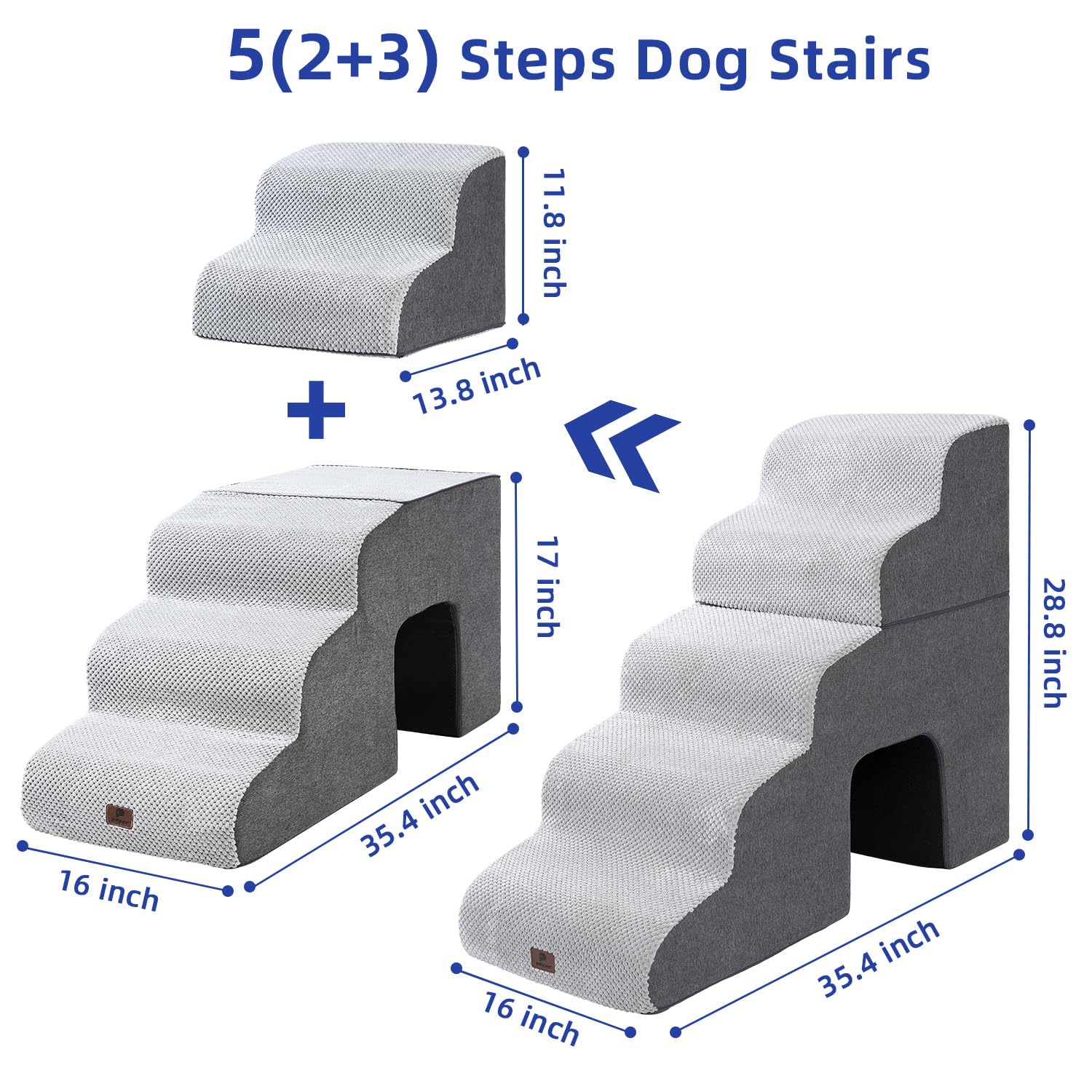 Pettycare dog stairs 16x16 inch wide step detail showing stability