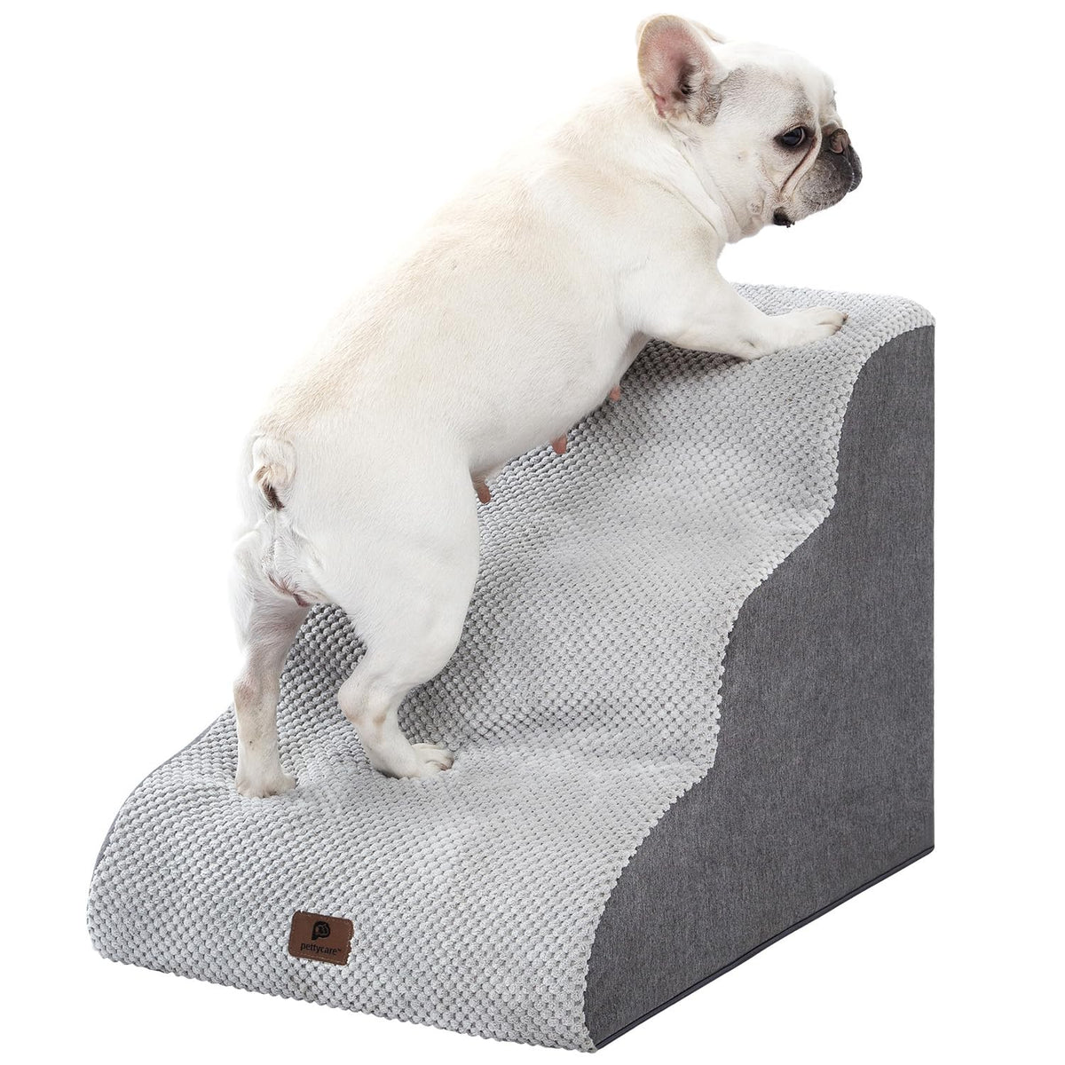 Pettycare dog stairs 3-steps grey enables safe bed access for small dogs