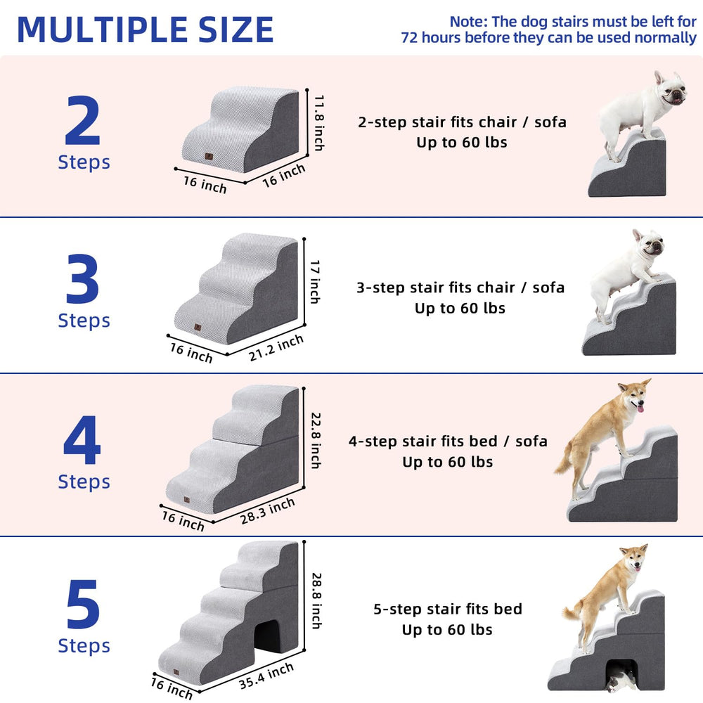 Pettycare dog stairs memory foam core offers comfortable climbing surface
