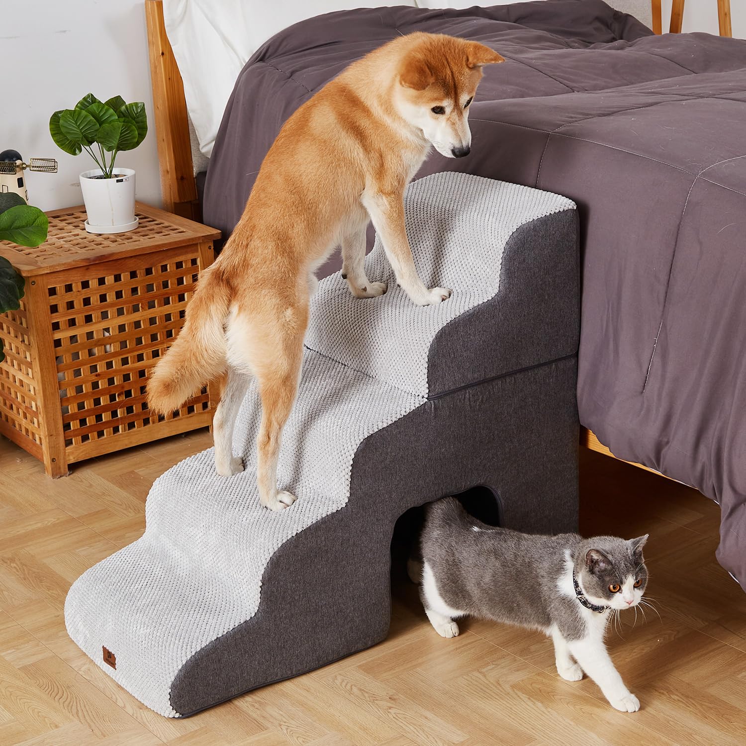 Pettycare dog stairs removable fleece cover for easy cleaning