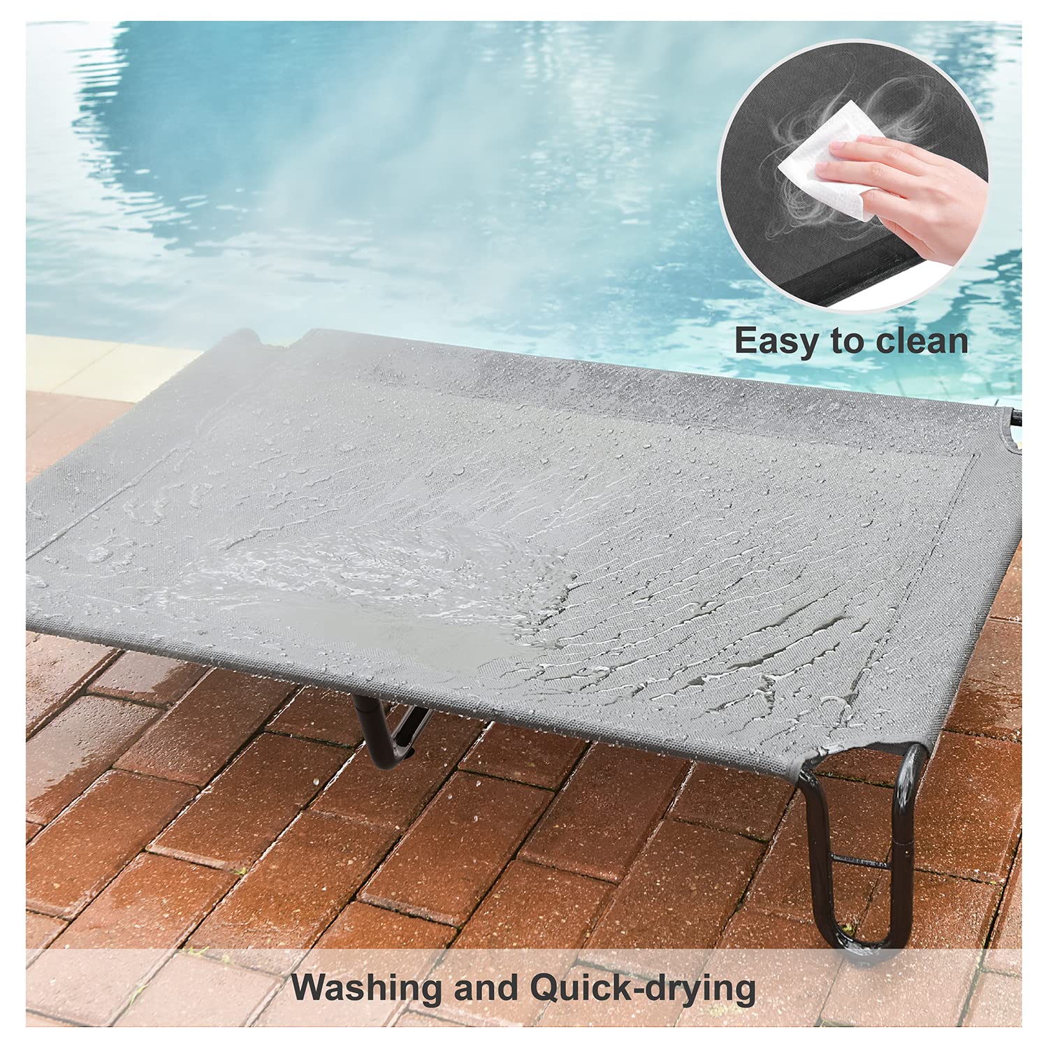 Pettycare elevated cot bed promotes airflow to help stay cool on hot days.