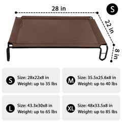 Pettycare elevated outdoor dog bed in brown color for indoor outdoor lounging