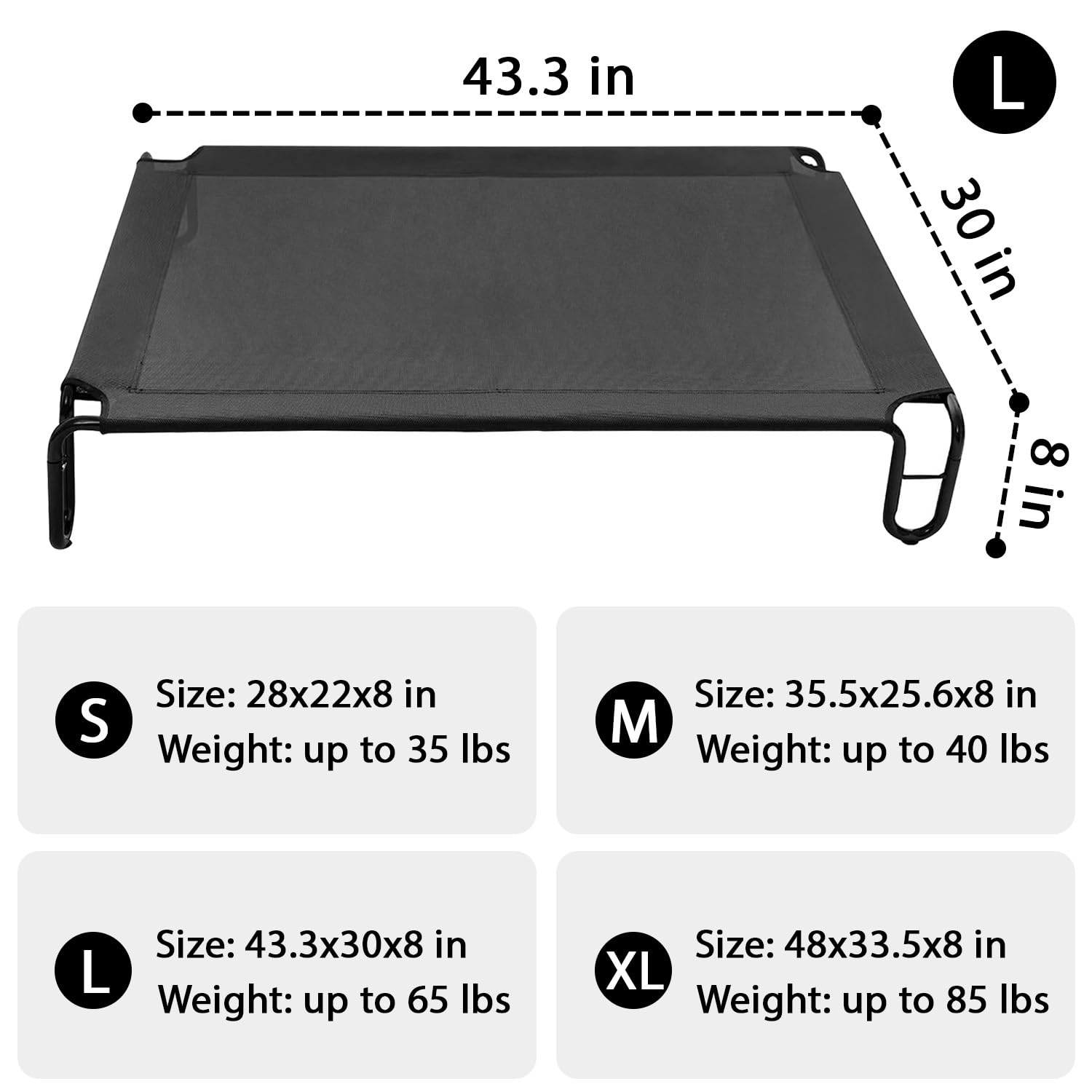 Pettycare elevated dog bed mesh closeup highlights breathable Teslin fabric.