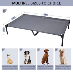 Pettycare elevated dog bed on outdoor patio showing airflow