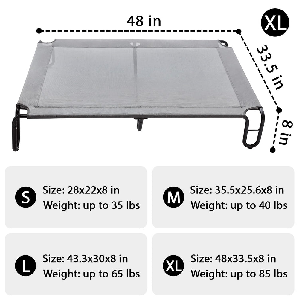 Pettycare elevated bed with Teslin mesh provides breathable cooling airflow.