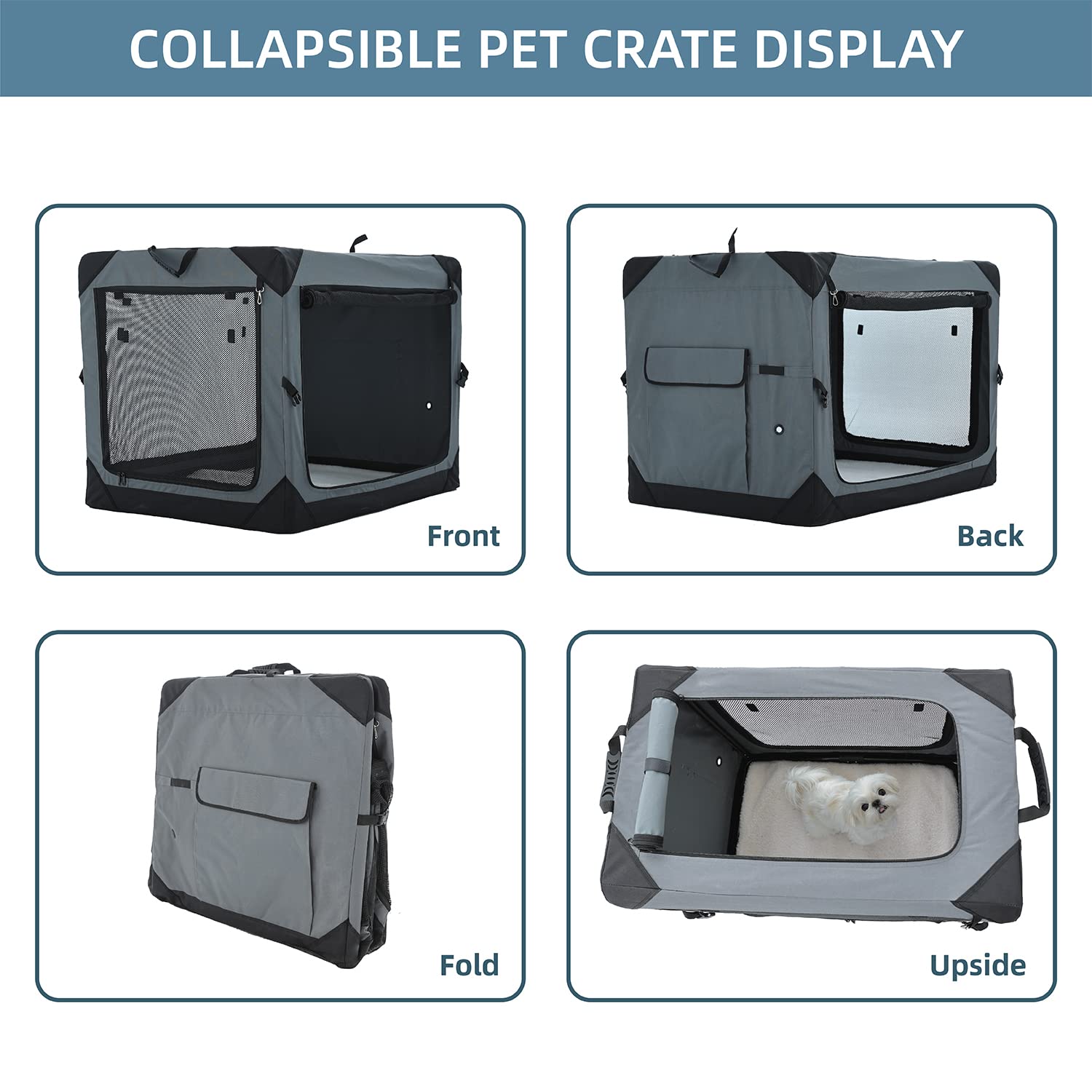 Pettycare portable dog crate featuring carrying handle for on-the-go trips